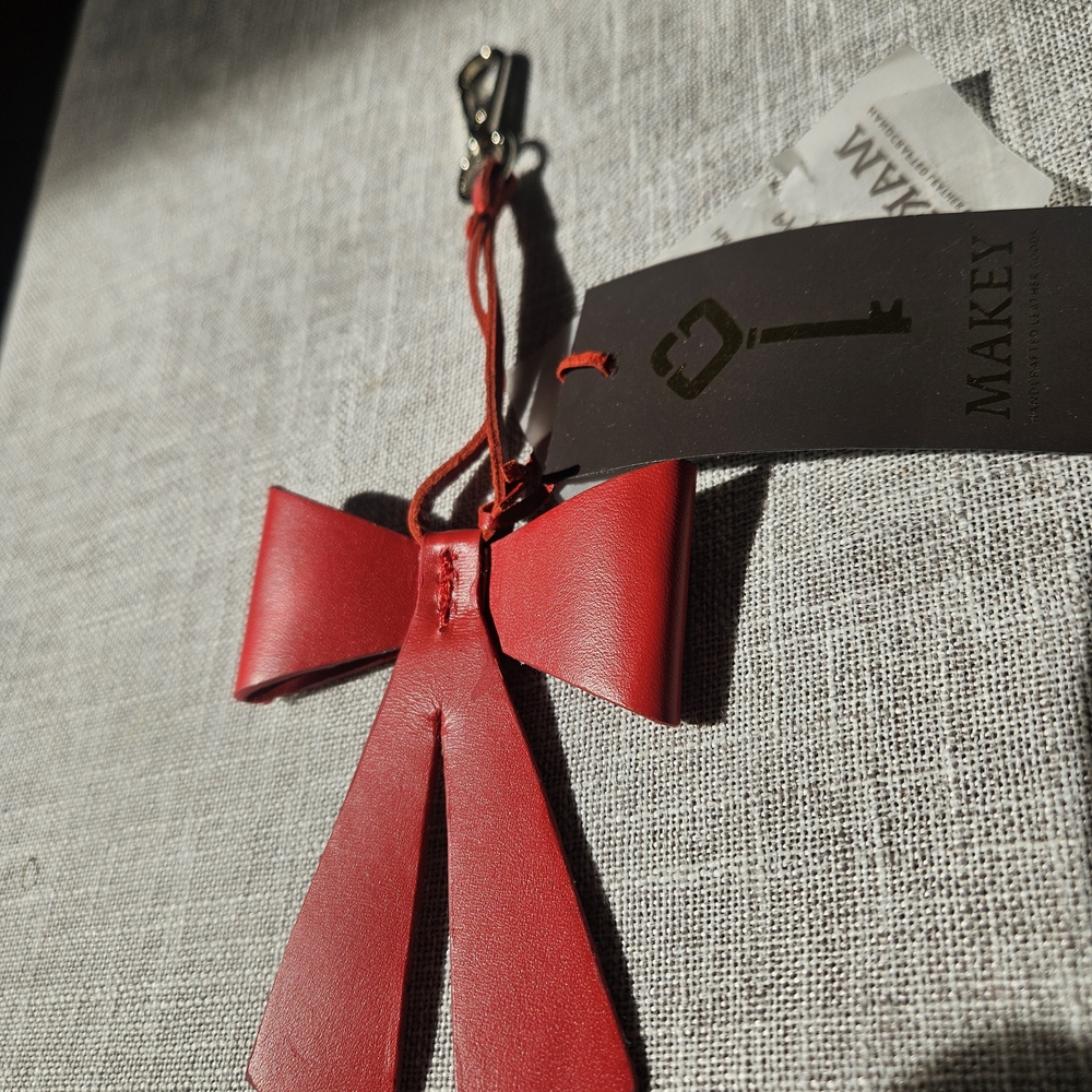 Red Leather Bow Keychain/bag Charm